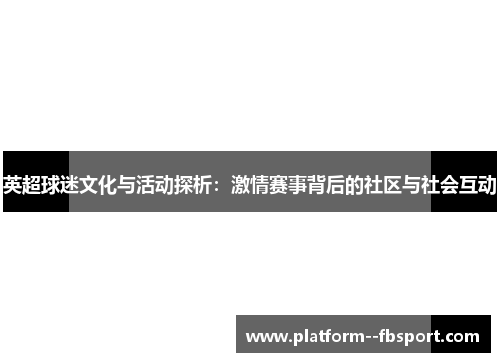 英超球迷文化与活动探析：激情赛事背后的社区与社会互动